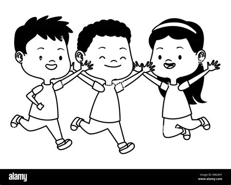 Children Playing Clipart Black And White Vectors.